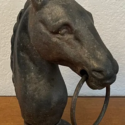 
Vintage Cast Metal Horse Hitching Post Topper (As Is)