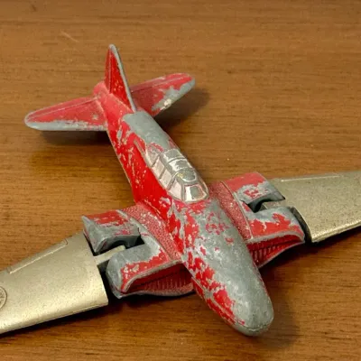 Vintage Hubley Kiddie Toy No. 430 Us Army Aircraft Red And Silver