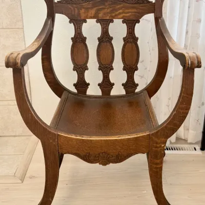 
Antique 1872-1913 J. S. Ford Johnson And Co. Chicago IL Carved Oak Saddle Chair