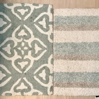 
Pair Of Throw Rugs - (1) Nautica Blue And White, (1) Green And White