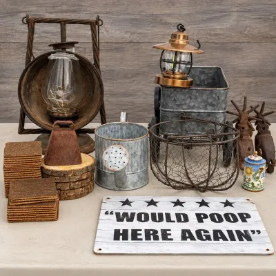 Ld indoor decor set with cork and metal coasters