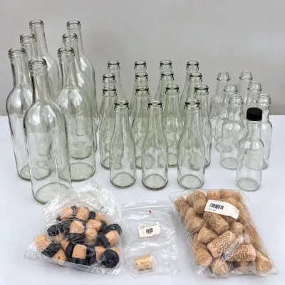 K assorted crafting bottles and corks