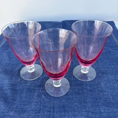 K set of three tiffin franciscan wistaria glasses