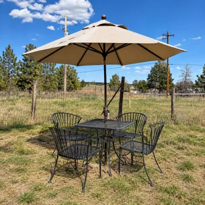 F outdoor black metal patio set