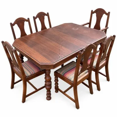 F traditional wood dining table 6 chairs