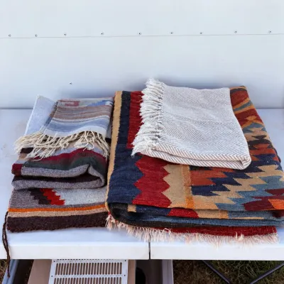 B assorted size southwestern style rugs