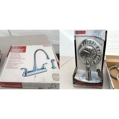 K delta handheld shower head and project source kitchen faucet
