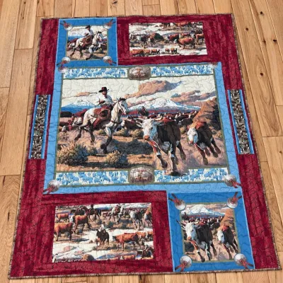 B colorado made western cattle drive quilt