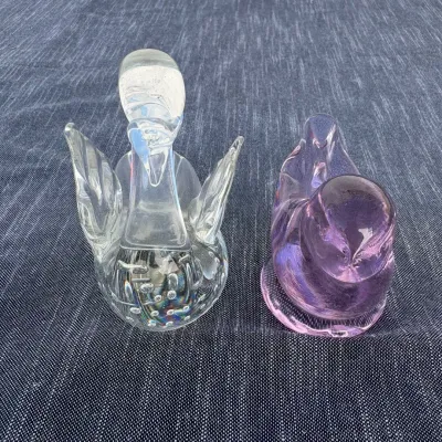 Ld set of two glass bird figurines