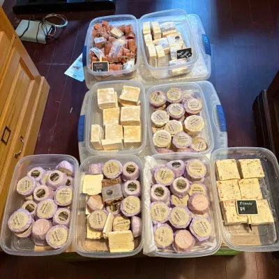 B large assortment of handmade soaps