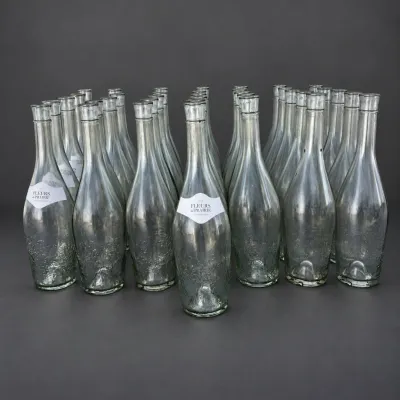 D set of 36 clear glass bottles