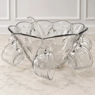 Hd anchor hocking vintage clear glass punch bowl