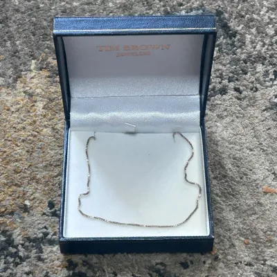 J sterling silver box link chain necklace