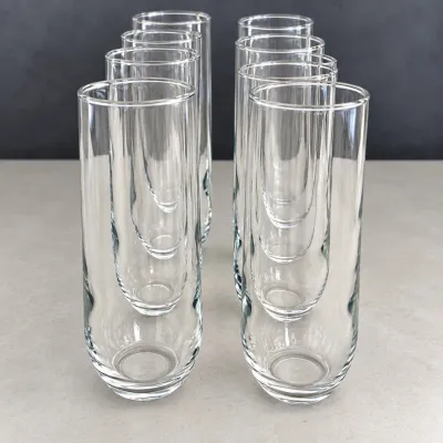 K set of clear flute glasses