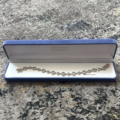 J 18k gold over sterling silver diamond accent