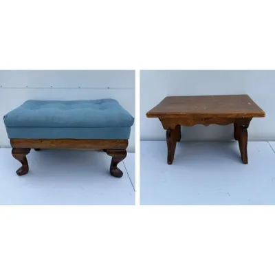 F pair of vintage wooden stools