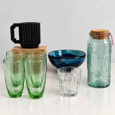 K kitchen decor featuring build on brick mug