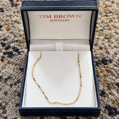 J italian 14k yellow gold box chain necklace