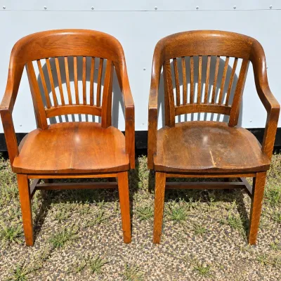 F vintage wood office armchairs