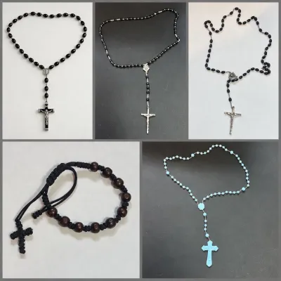 J five piece rosary prayer bead lot