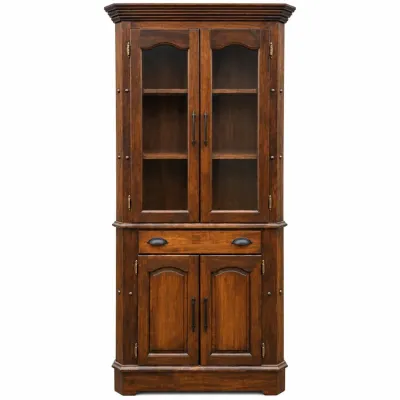 F rustic wood corner hutch