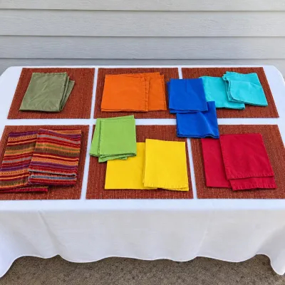 K table top essentials set with covers runner and napkins