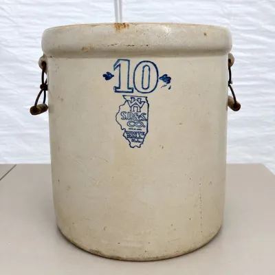 K white hall stoneware 10 gallon storage crock