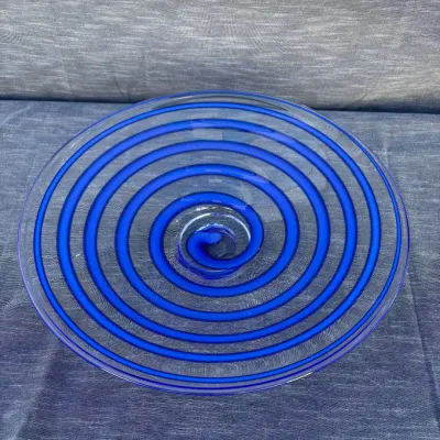Ld large cobalt blue art glass centerpiece