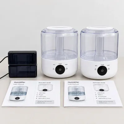 B set of two white ultrasonic humidifiers