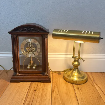 Hd working seth thomas clock brass tone lamp