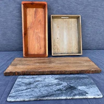 K set of various wooden trays