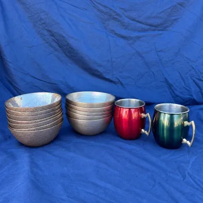 K iridescent ribbed bowl lot
