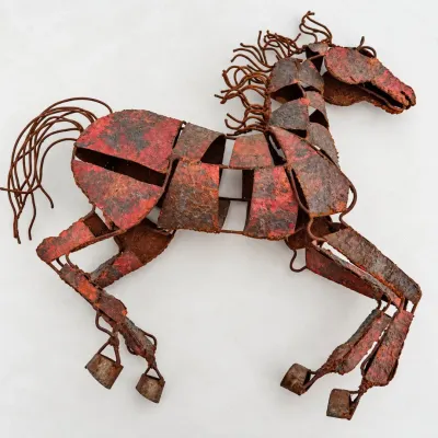 Hd rust welded metal horse sculpture