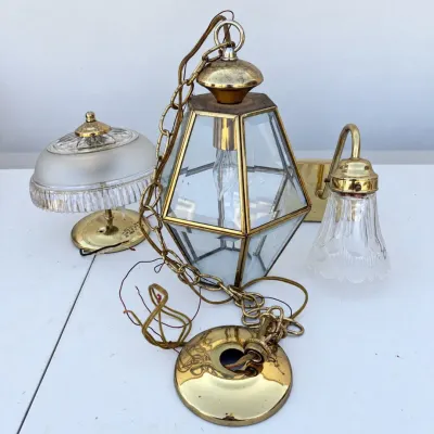 Ld 3 piece lot of vintage outdoor lighting fixtures