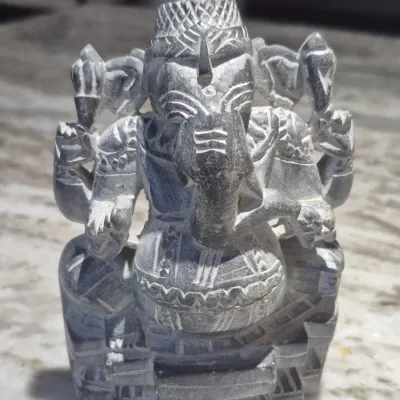 Sale Photo Thumbnail #4: Ganesha Statue Concrete Zen Garden God Sculpture Cement Elephant Figure Spiritual Soapstone 
size: 6" h / 4"d
soap cleaned and baby oiled buffed to enhance texture and preserve soapstone material