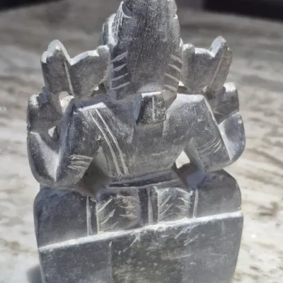 Sale Photo Thumbnail #7: Ganesha Statue Concrete Zen Garden God Sculpture Cement Elephant Figure Spiritual Soapstone 
size: 6" h / 4"d
soap cleaned and baby oiled buffed to enhance texture and preserve soapstone material