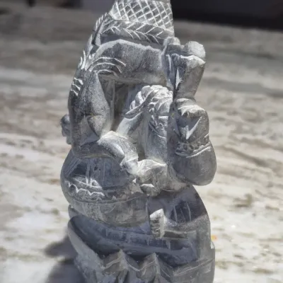 Sale Photo Thumbnail #6: Ganesha Statue Concrete Zen Garden God Sculpture Cement Elephant Figure Spiritual Soapstone 
size: 6" h / 4"d
soap cleaned and baby oiled buffed to enhance texture and preserve soapstone material