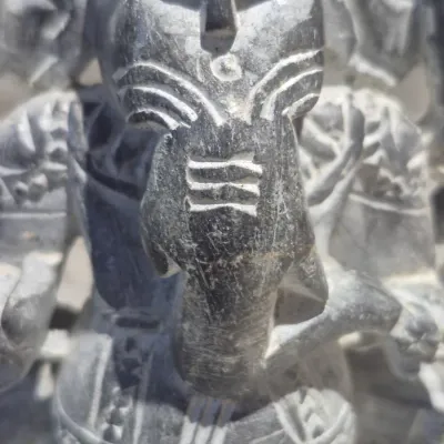 Sale Photo Thumbnail #8: Ganesha Statue Concrete Zen Garden God Sculpture Cement Elephant Figure Spiritual Soapstone 
size: 6" h / 4"d
soap cleaned and baby oiled buffed to enhance texture and preserve soapstone material