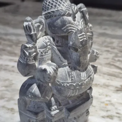 Sale Photo Thumbnail #5: Ganesha Statue Concrete Zen Garden God Sculpture Cement Elephant Figure Spiritual Soapstone 
size: 6" h / 4"d
soap cleaned and baby oiled buffed to enhance texture and preserve soapstone material