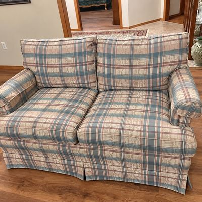 Ethan Allen plaid loveseat