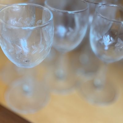 Etched clear glass stemware