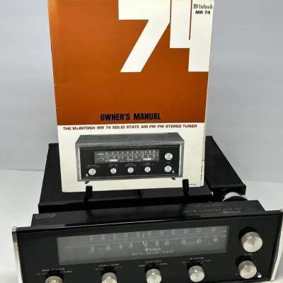 Sale Photo Thumbnail #14: Vintage McIntosh MR 74 solid state AM/FM stereo tuner paired with its original owner's manual.
