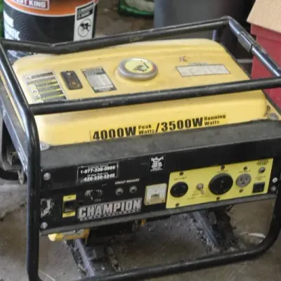 Champion 4000W peak / 3500W running gas-powered portable generator in a black tubular steel frame.