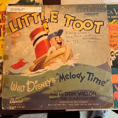 Sale Photo Thumbnail #32: Vintage Capitol Records 'Little Toot' 78 RPM children's record album sleeve from Walt Disney's Melody Time.