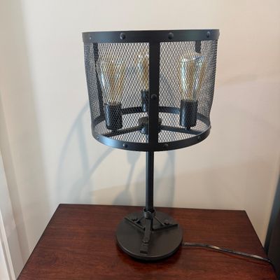Pair of Industrial Style Metal Mesh Table Lamps (PB-MG)