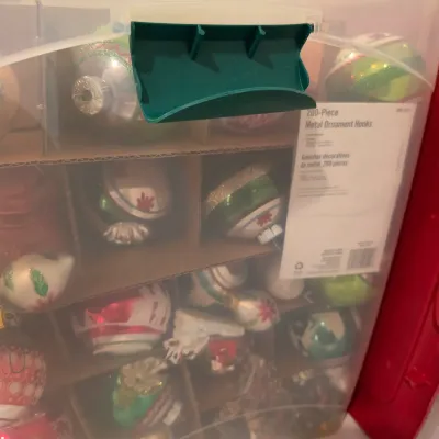 Shiny Brite Glass Christmas Ornaments w/Storage Box (BLR-JS)