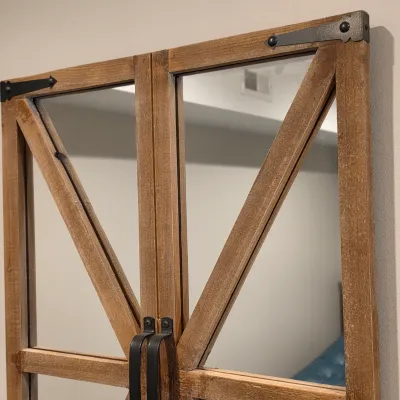 Aspire Home Accents Rustic Farmhouse Barn Door Mirror (BB-JS)