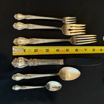 Large Set of International Sterling Brocade Flatware & Serving Pieces (K-RG)