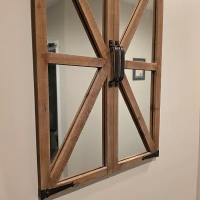 Aspire Home Accents Rustic Farmhouse Barn Door Mirror (BB-JS)