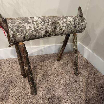 Rustic Wooden Birch Log Reindeer Figures (UD-MG)